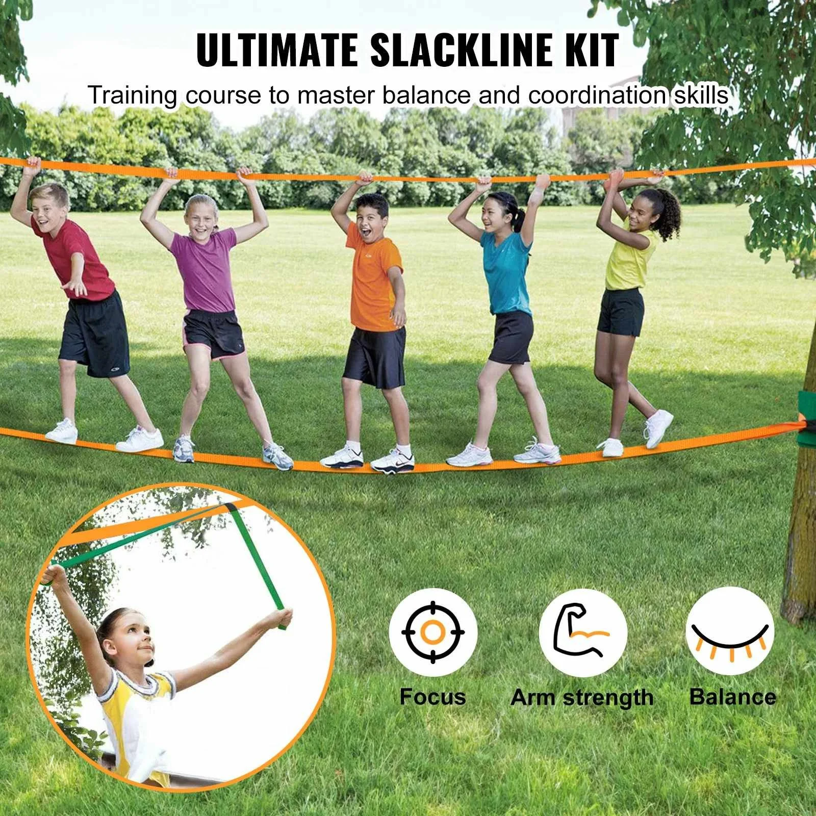 Backyard Slackline Kit with Training Line