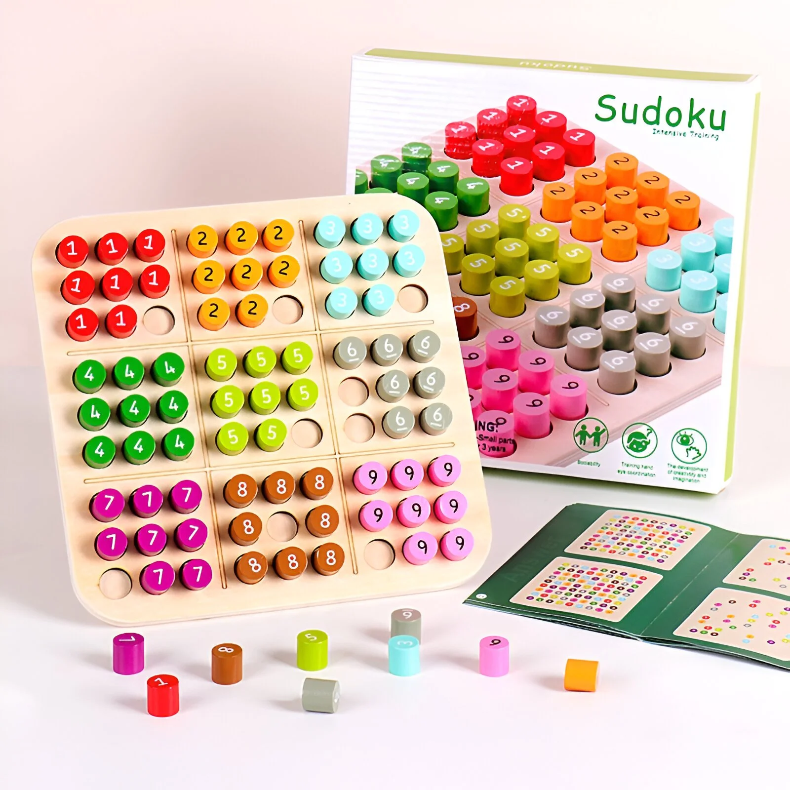 Wooden Color Sudoku Board Game - Educational Puzzle Toy