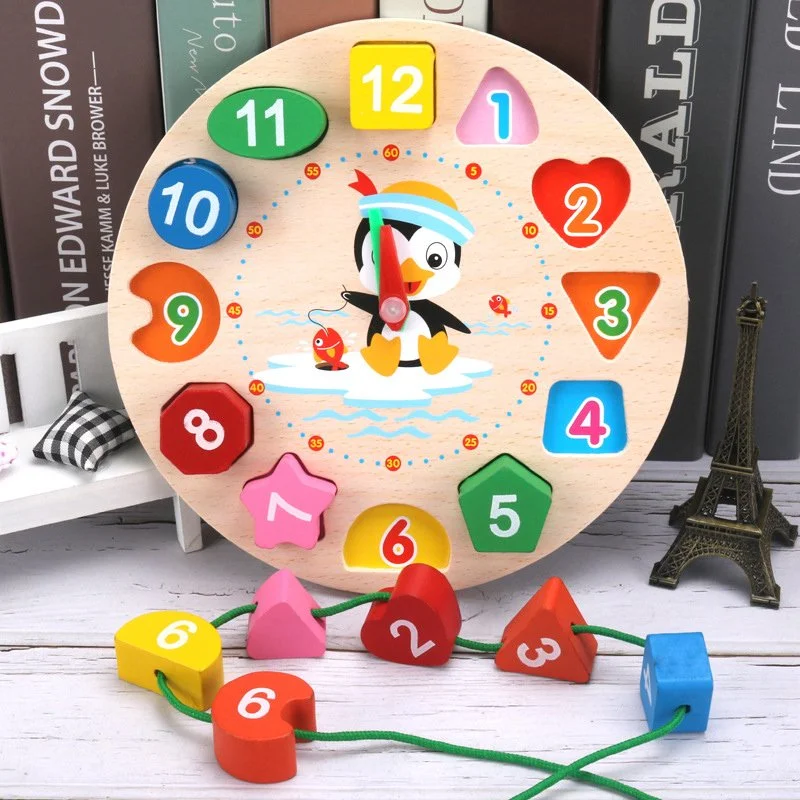 Montessori Wooden Clock Puzzle – Animal Tangram Educational Toy