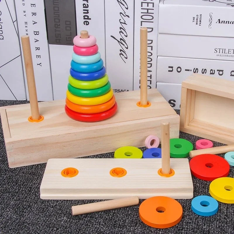 Classic Wooden Tower of Hanoi Puzzle