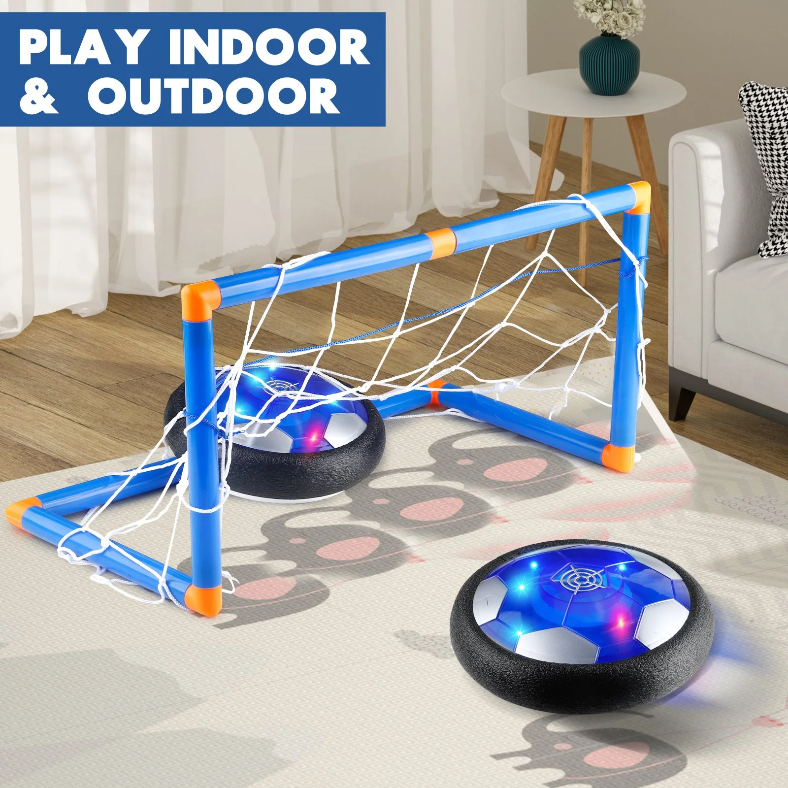 Rechargeable Hover Soccer Ball with LED Lights & Soft Foam Bumper for Kids