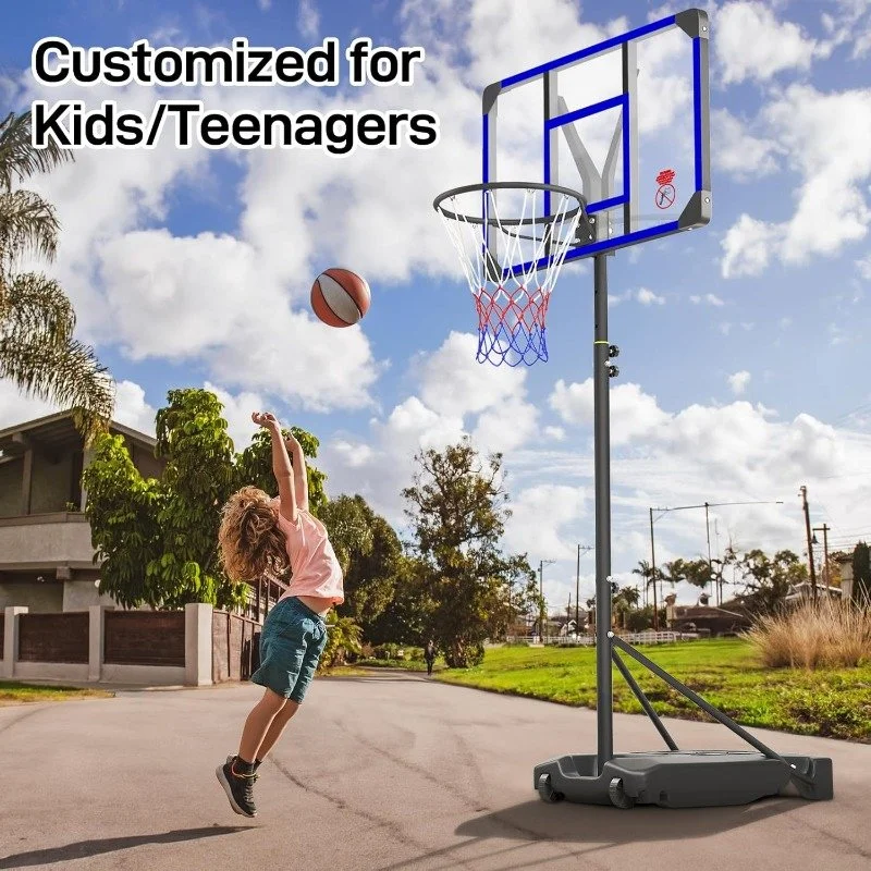 Adjustable Portable Basketball Hoop for Kids & Teens, 4.82–8.53ft Height