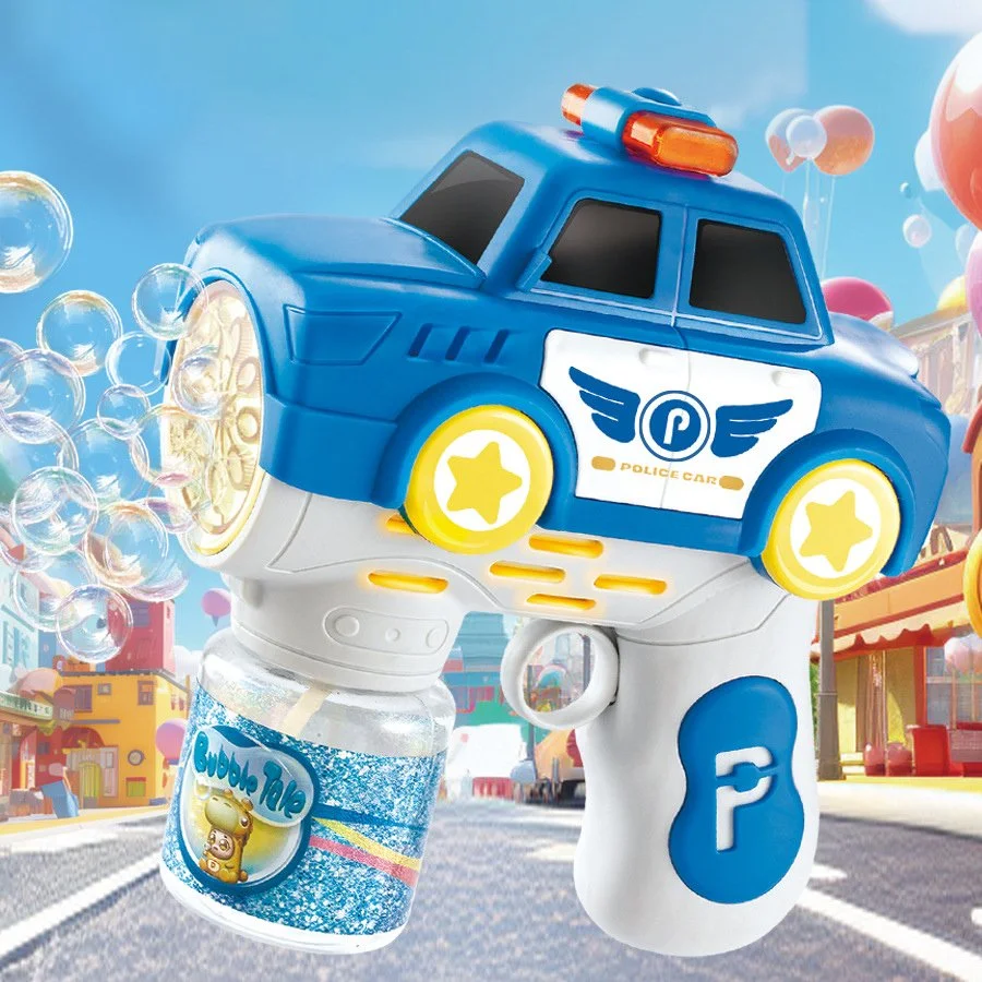 Electric Police Car Bubble Gun Toy with Lights & Sound for Kids Outdoor Fun