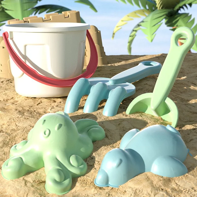 Kids Beach Sand Toy Set with Foldable Bucket & Molds for Summer Fun