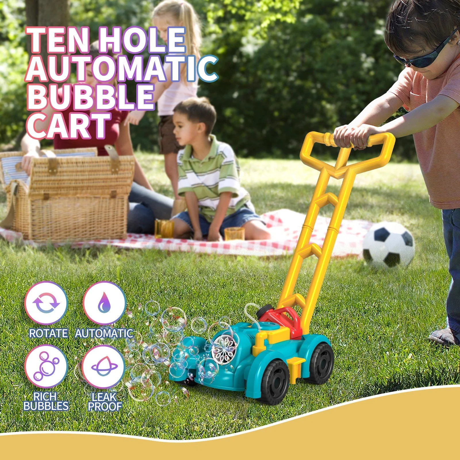 Automatic 10-Hole Bubble Machine with Lights