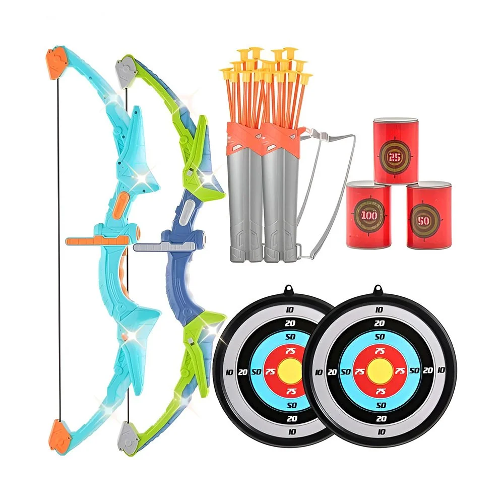 LED Light Up Kids Archery Set with 20 Suction Arrows, Target & Quiver