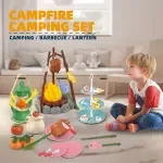 Kids Camping Play Set with Campfire, Food & Accessories