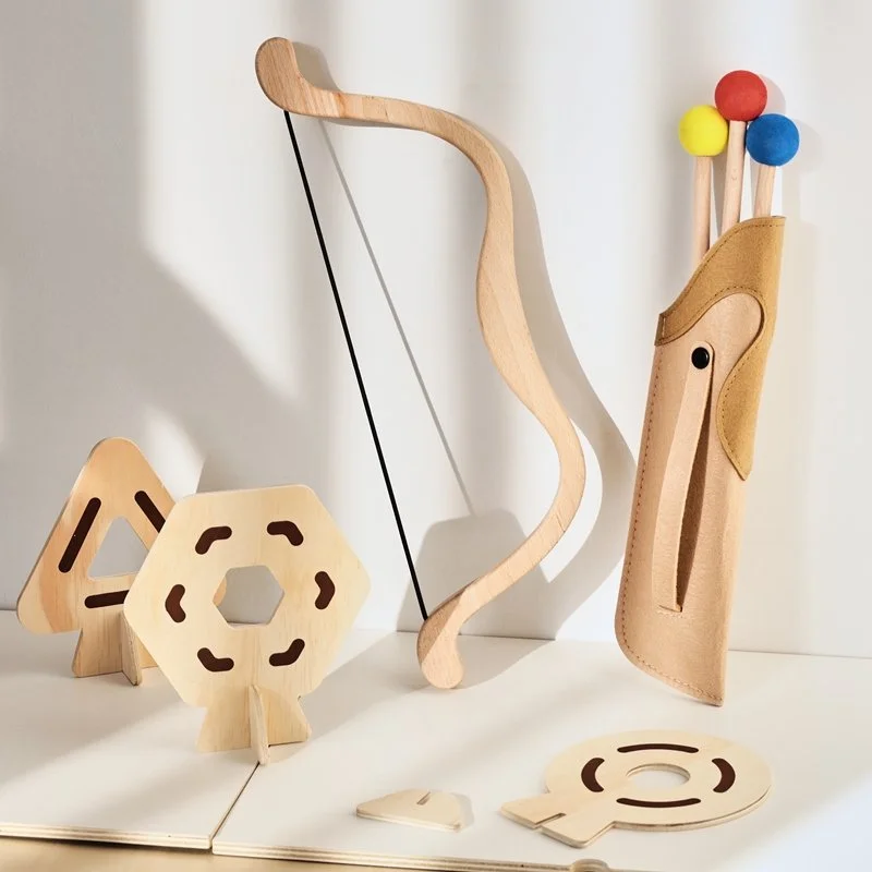 Wooden Bow and Arrow Toy Set for Kids