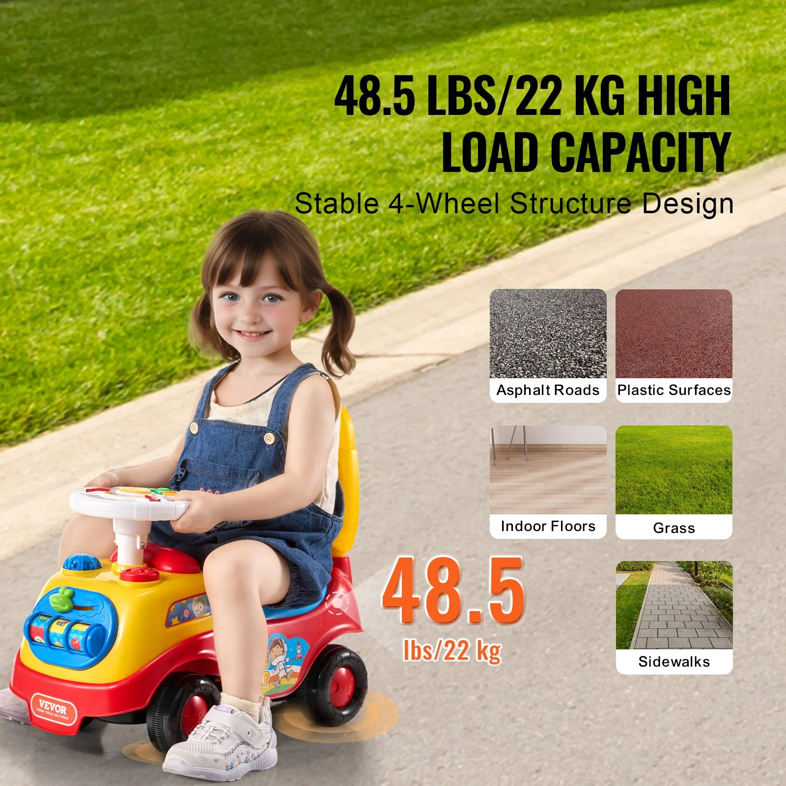 Ride On Push Car for Toddlers Ages 1-3 with Music, Storage & Safety Support