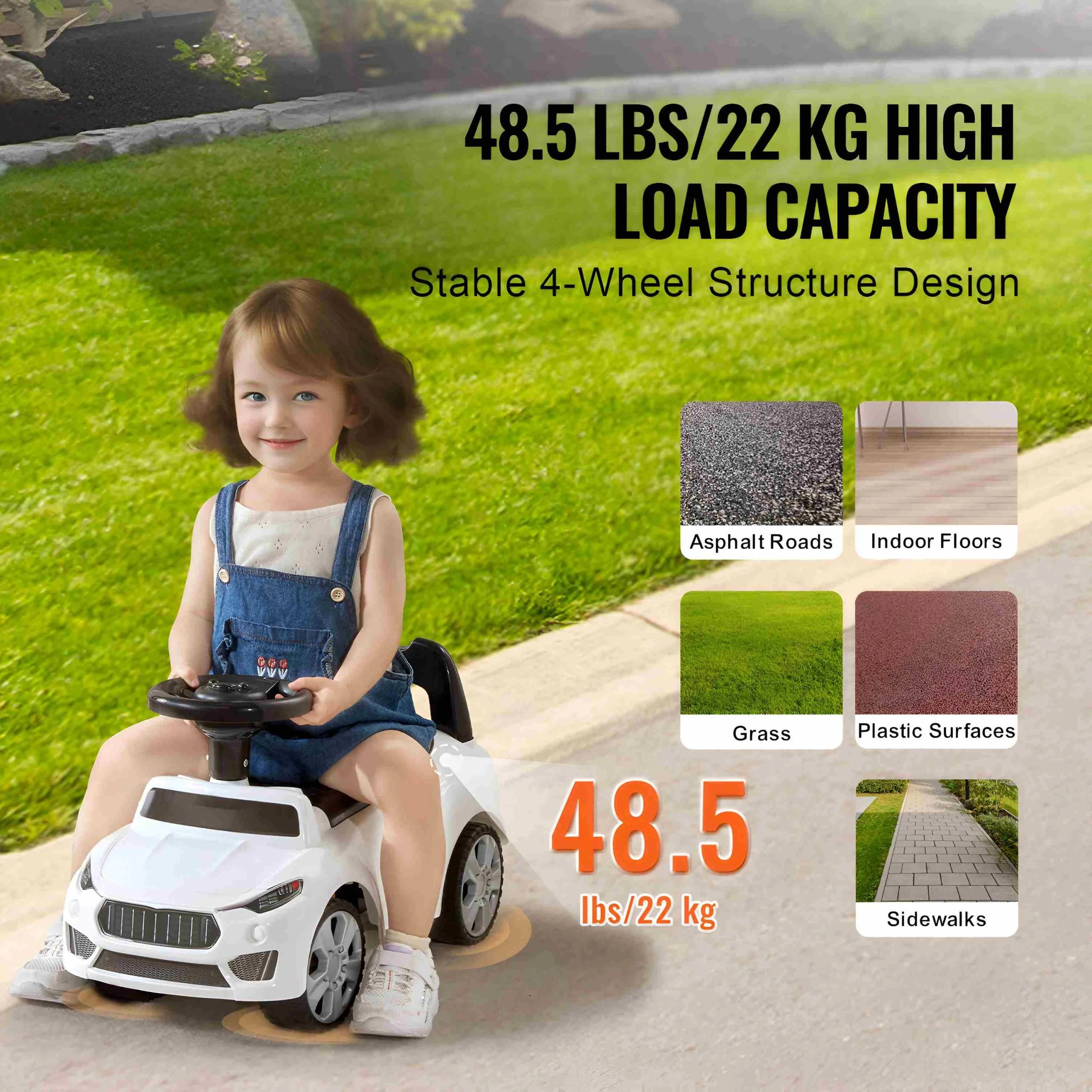 Classic Kids Ride On Push Car with Music for Toddlers Ages 1-3