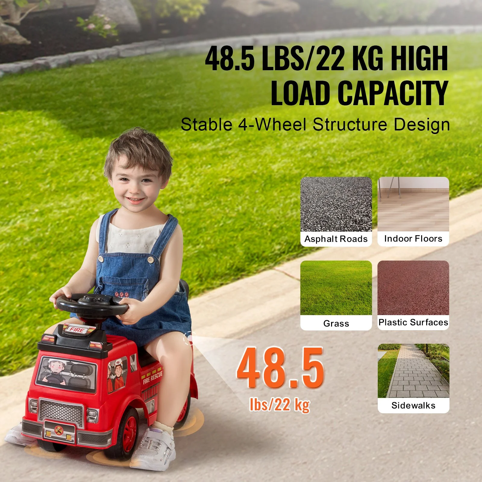 Ride On Push Car for Toddlers with Music, Steering Wheel & Under Seat Storage
