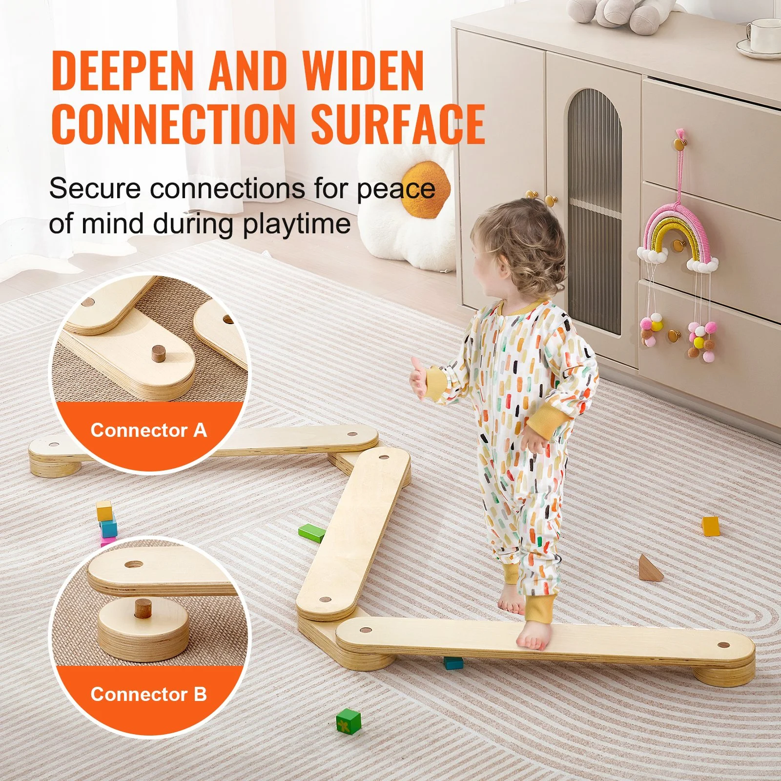 Wooden Balance Beam for Kids – Indoor & Outdoor Montessori Stepping Stones