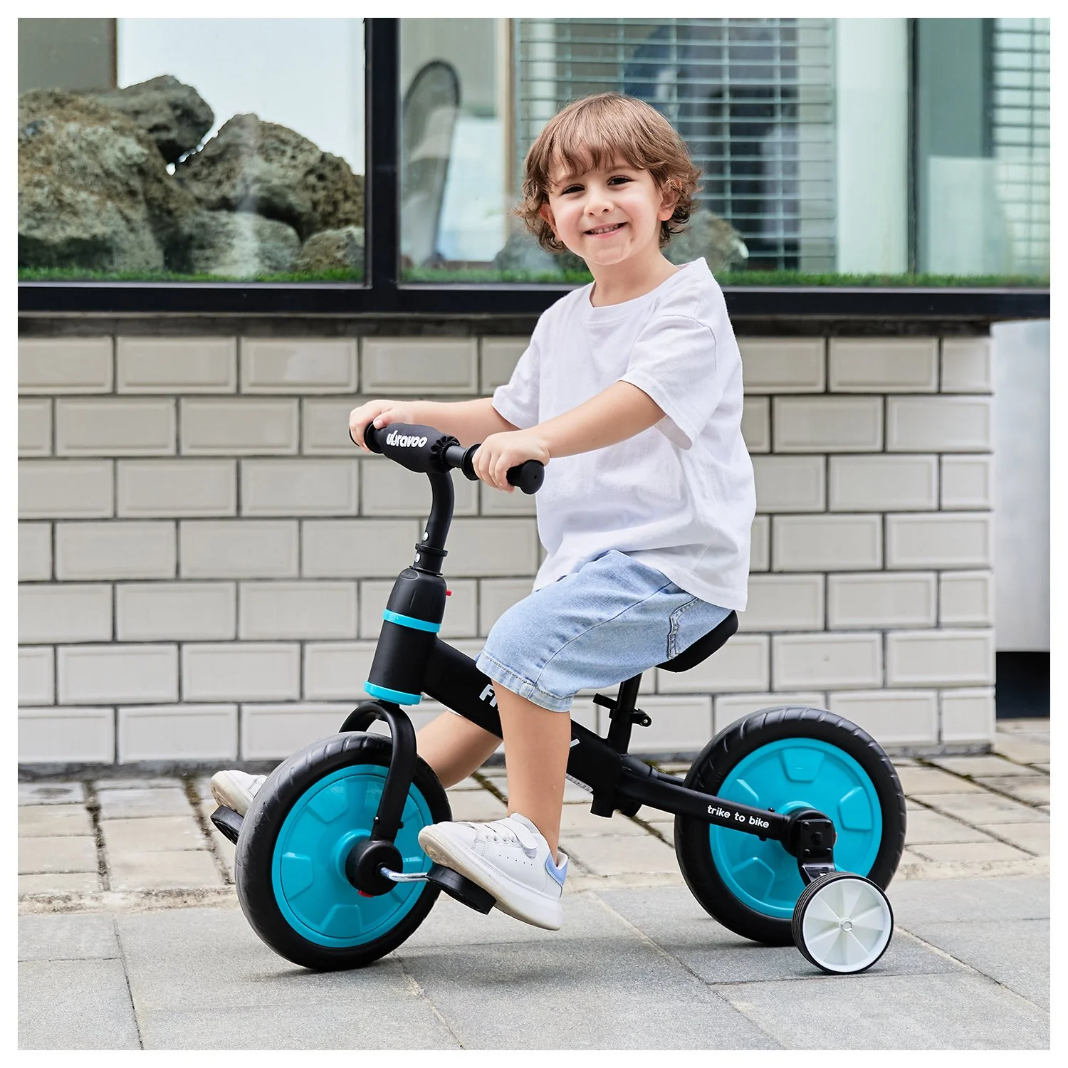 4-in-1 Toddler Balance to Pedal Bike with Training Wheels