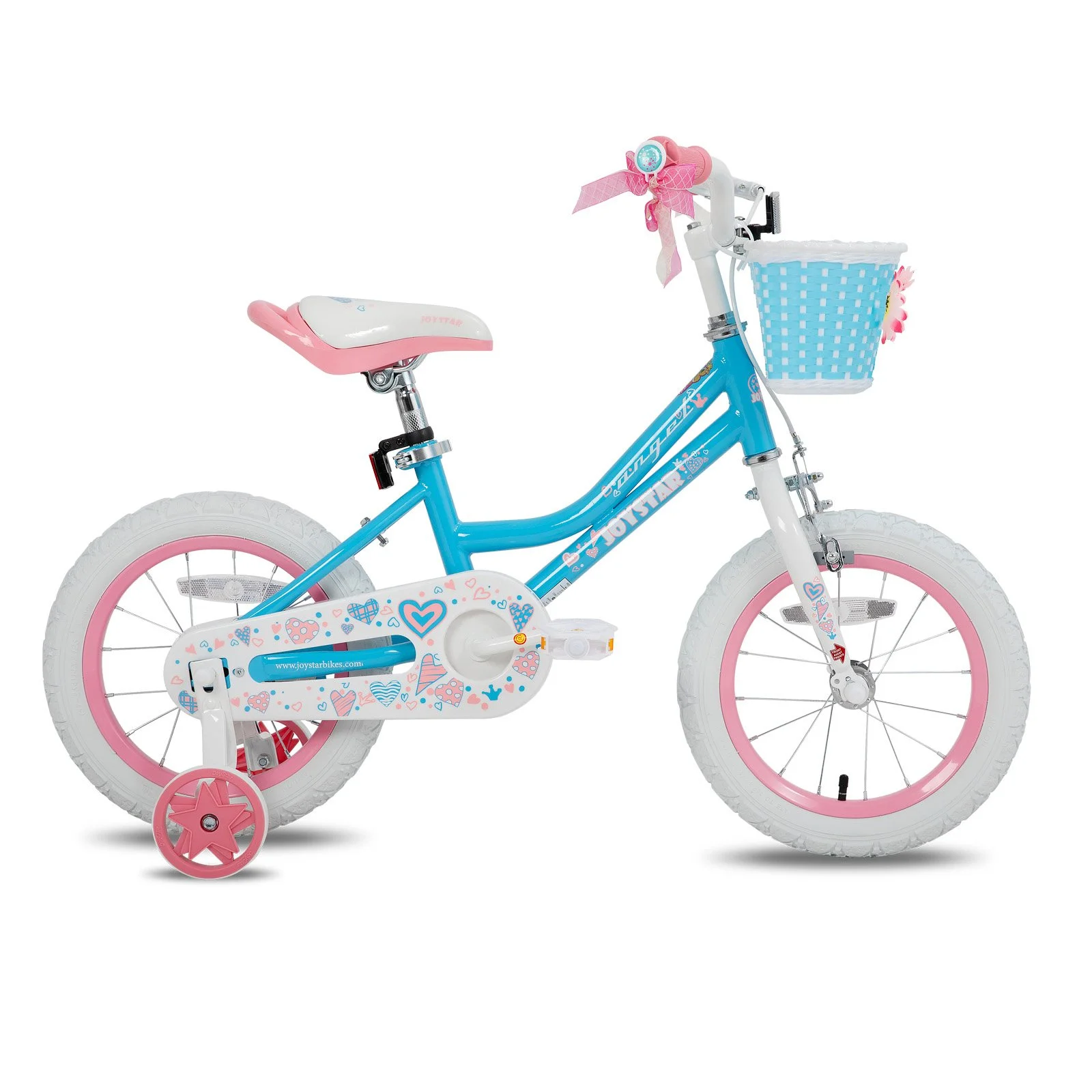 Girls Toddler Bike with Training Wheels, Basket, Handbrake & Kickstand – Ages 2-9