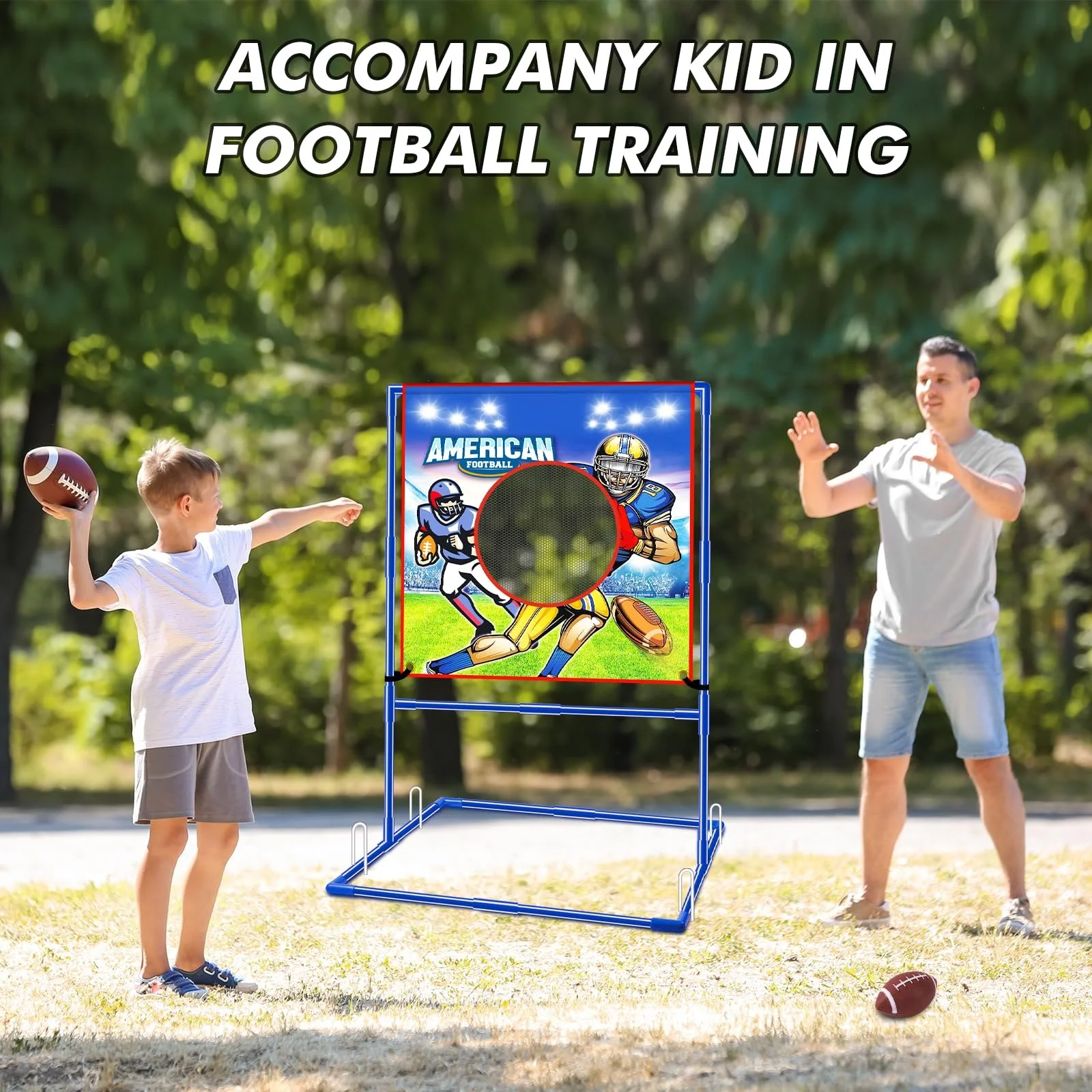 2-in-1 Kids Football & Soccer Goal Toss Game with Balls – Indoor Outdoor Fun