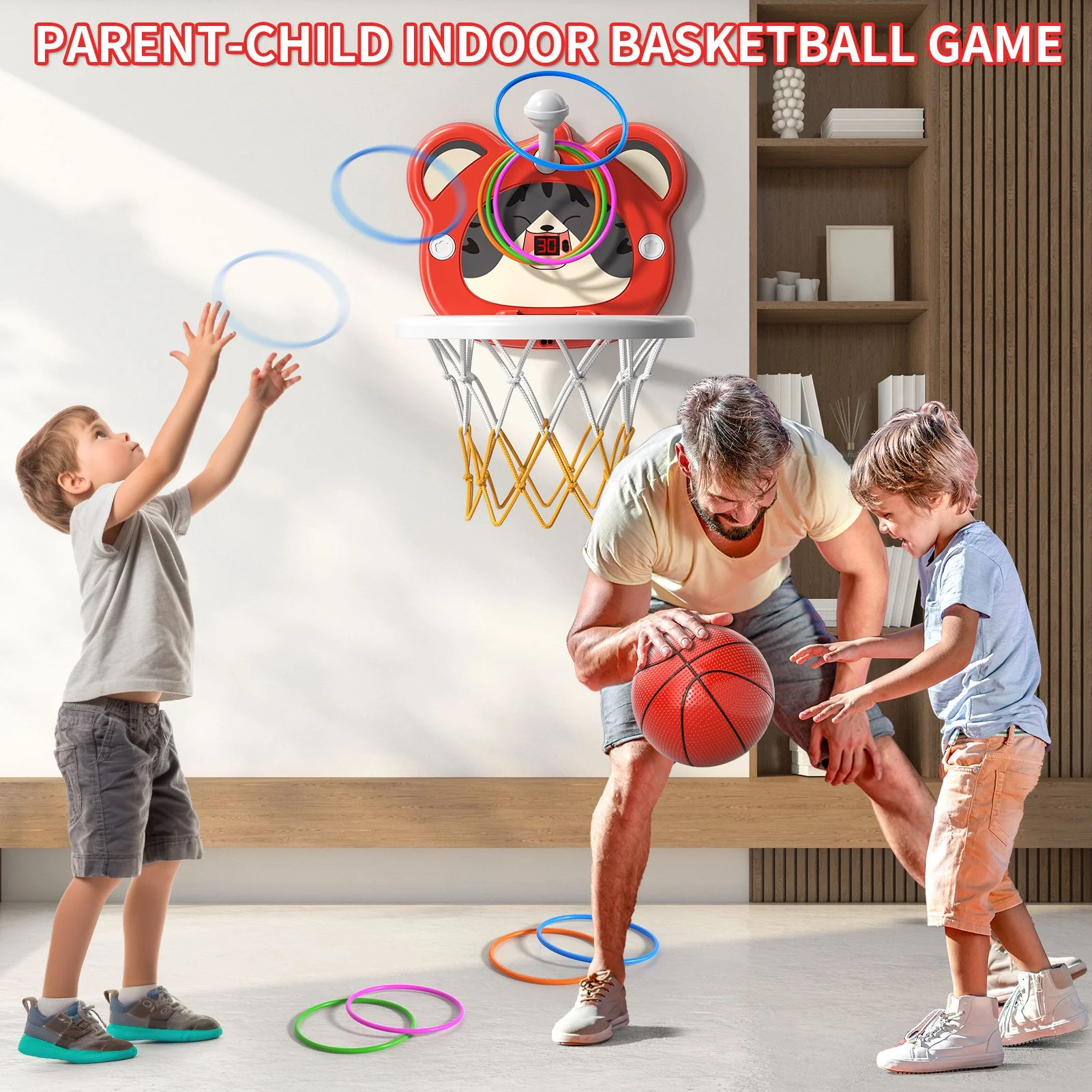 Indoor Basketball Hoop for Kids with 4 Balls & Timer – Ages 3 to 8