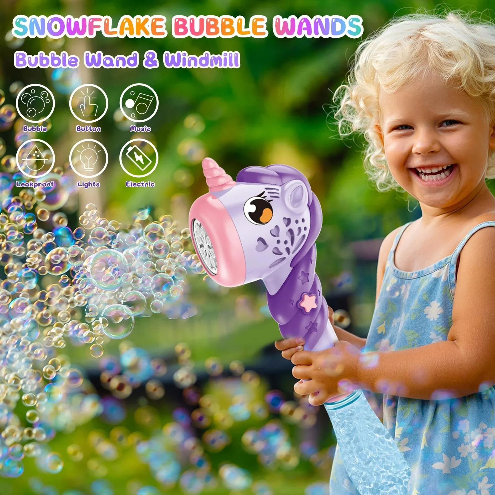 Automatic Bubble Maker Wand Gun Set with Lights & Music