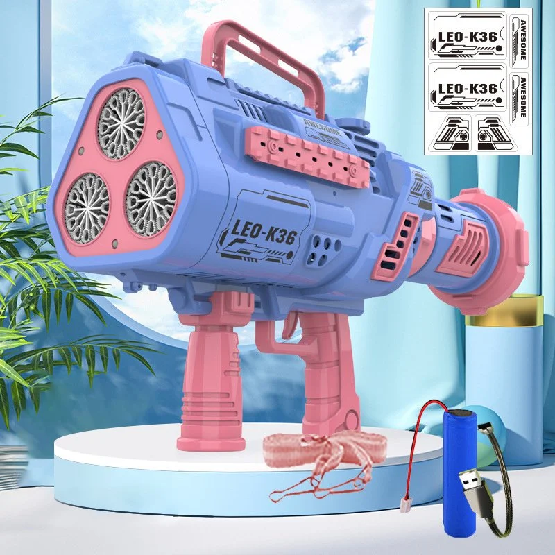 36-Hole Automatic Bubble Gun with Lights for Kids – No Spill, Electric Fun