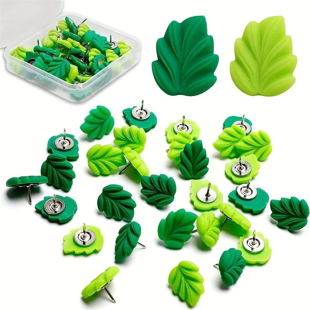 50pcs Green Leaf Push Pins