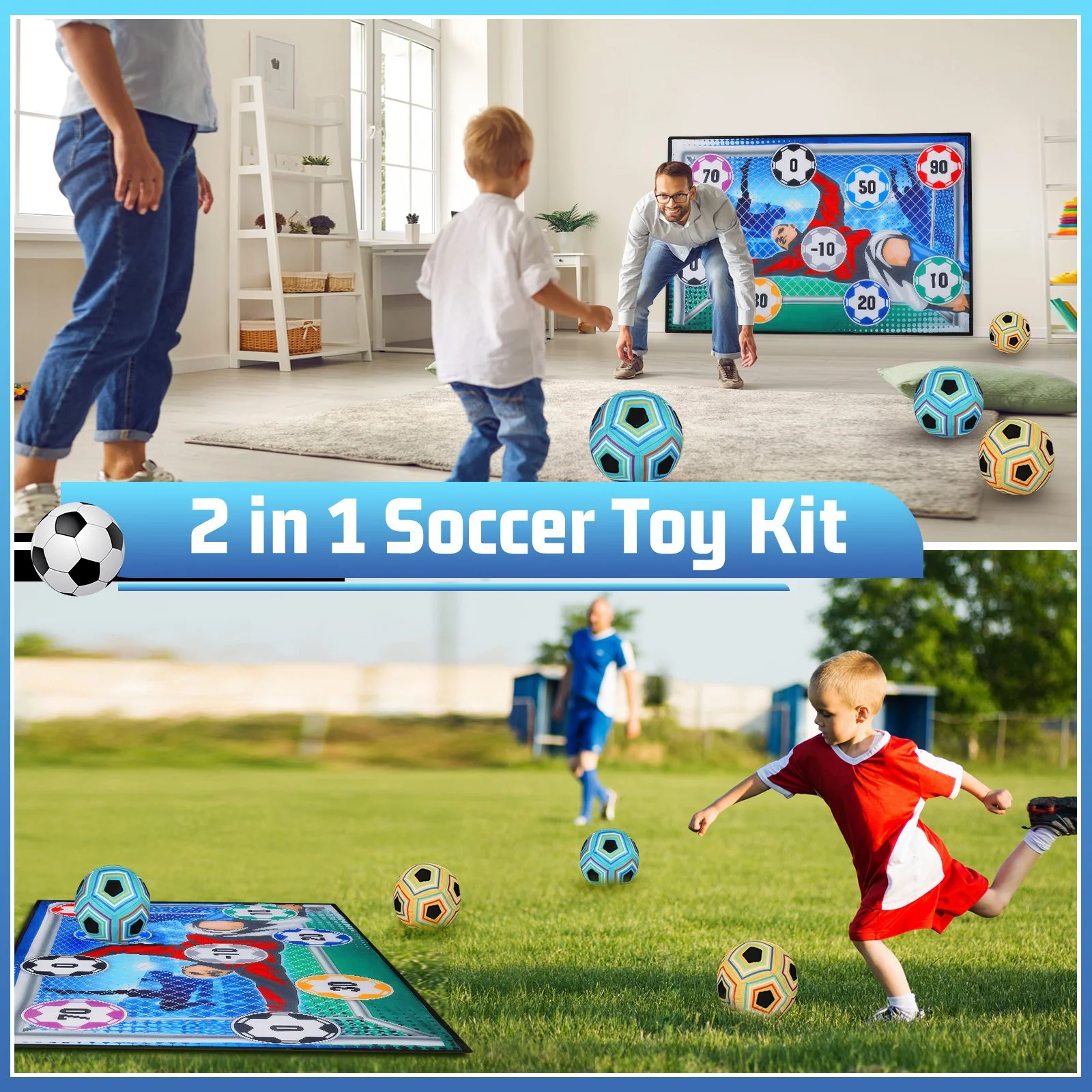 Kids Indoor Outdoor Soccer Goal Set with Soft Footballs for Ages 3-8