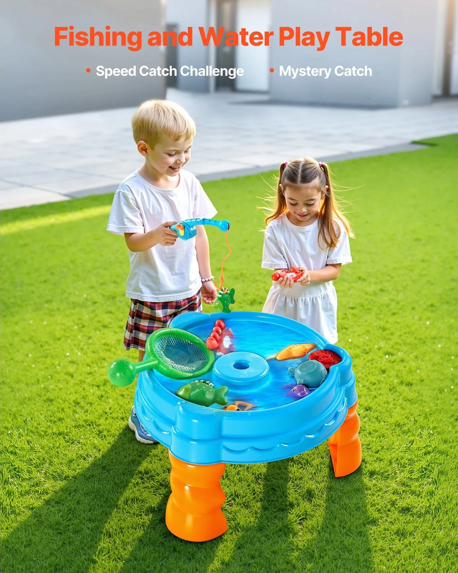 Children’s Outdoor Water Play Table with Fishing Game Set