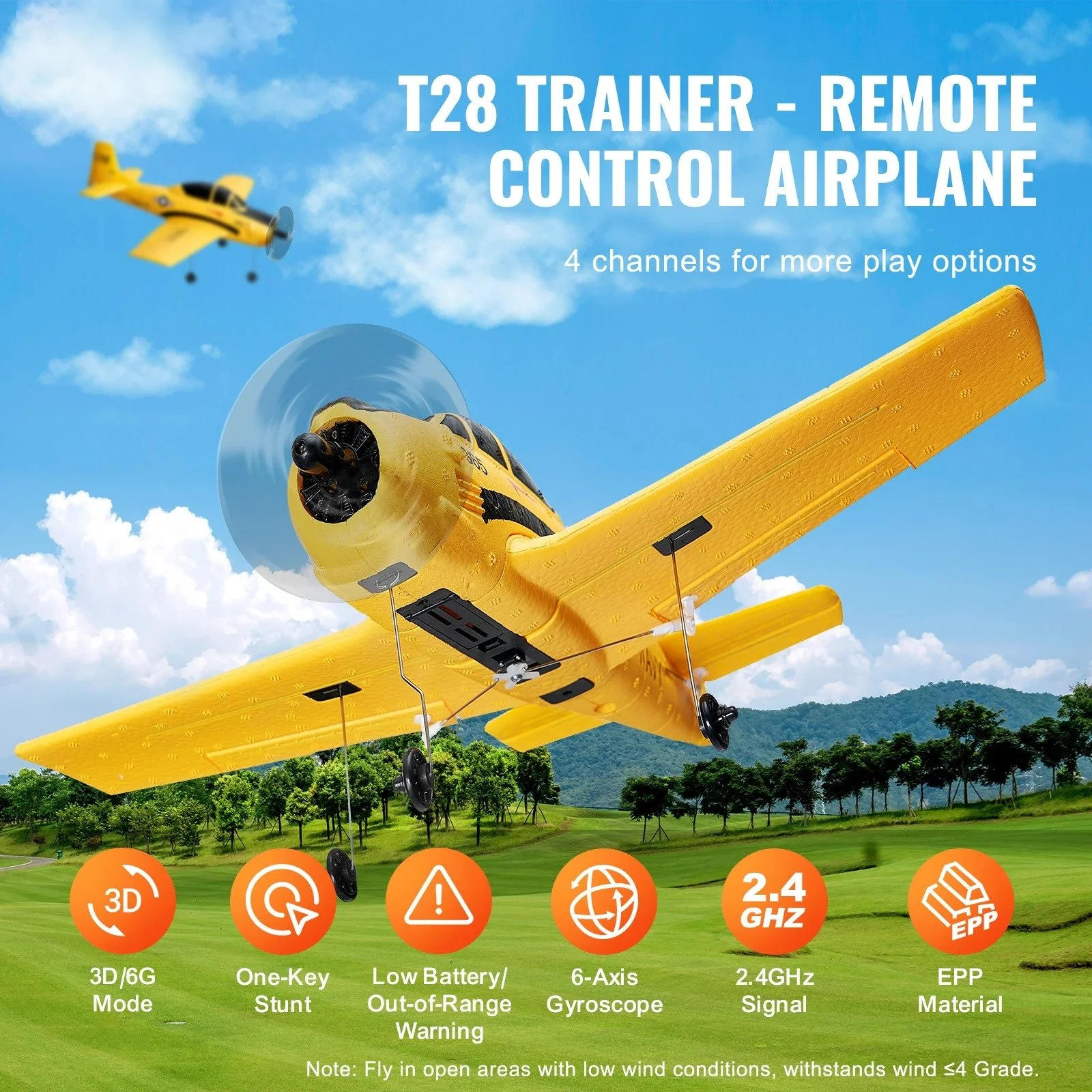 4CH RC Airplane with 6-Axis Gyro for Kids & Beginners