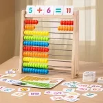Wooden Ten-Level Arithmetic Frame Montessori Math Toy for Kids