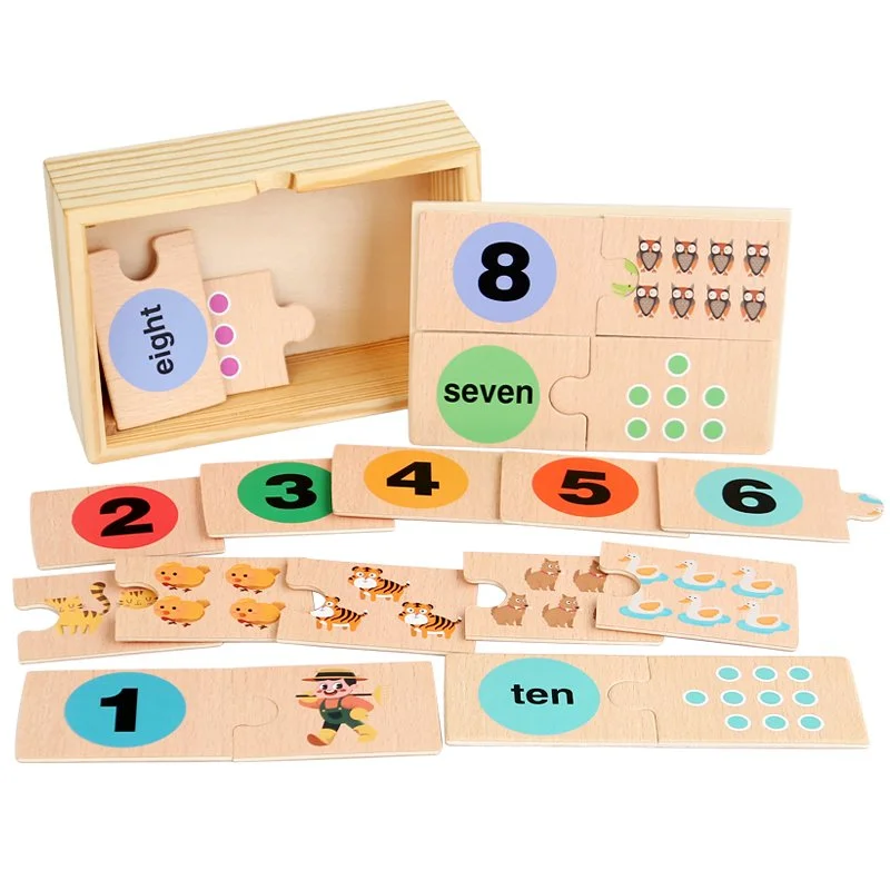Children's Wooden Number Puzzle Box – Early Math Learning & Cognitive Development Toy