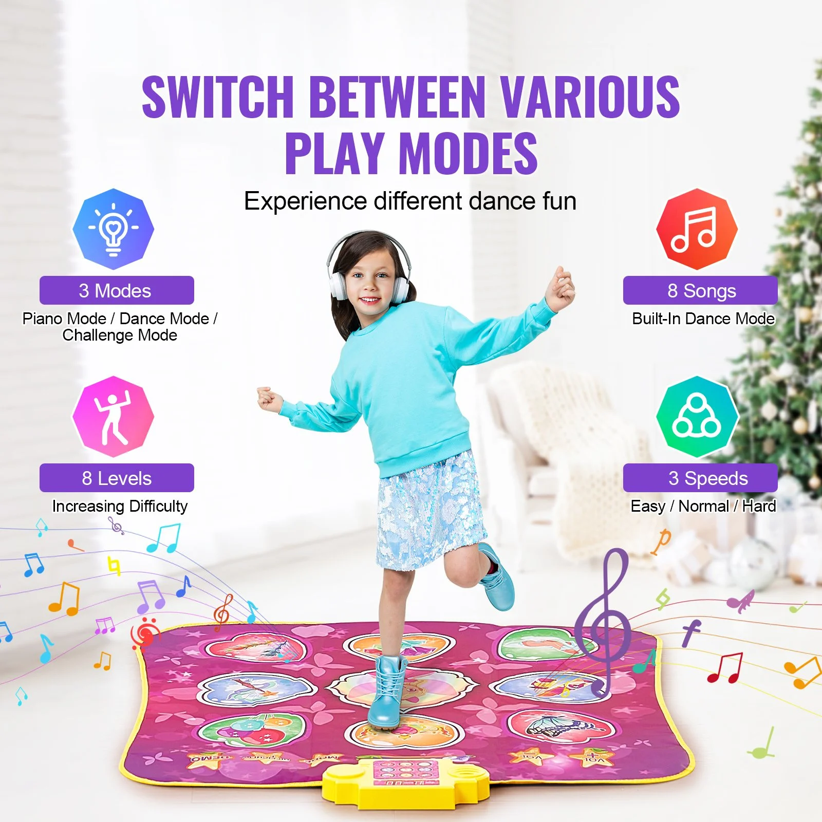 Kids Electronic Dance Mat with 3 Modes, 8 Levels – Fun Birthday Gift