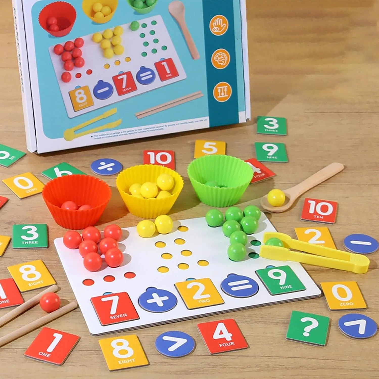 Montessori Wooden Clip Beads Math Learning Toy for Kids – Color & Counting Game