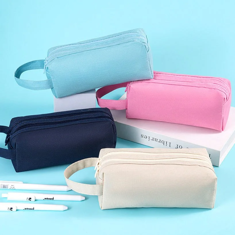 Large Capacity Double Zipper Pencil Case - Stylish School Supplies