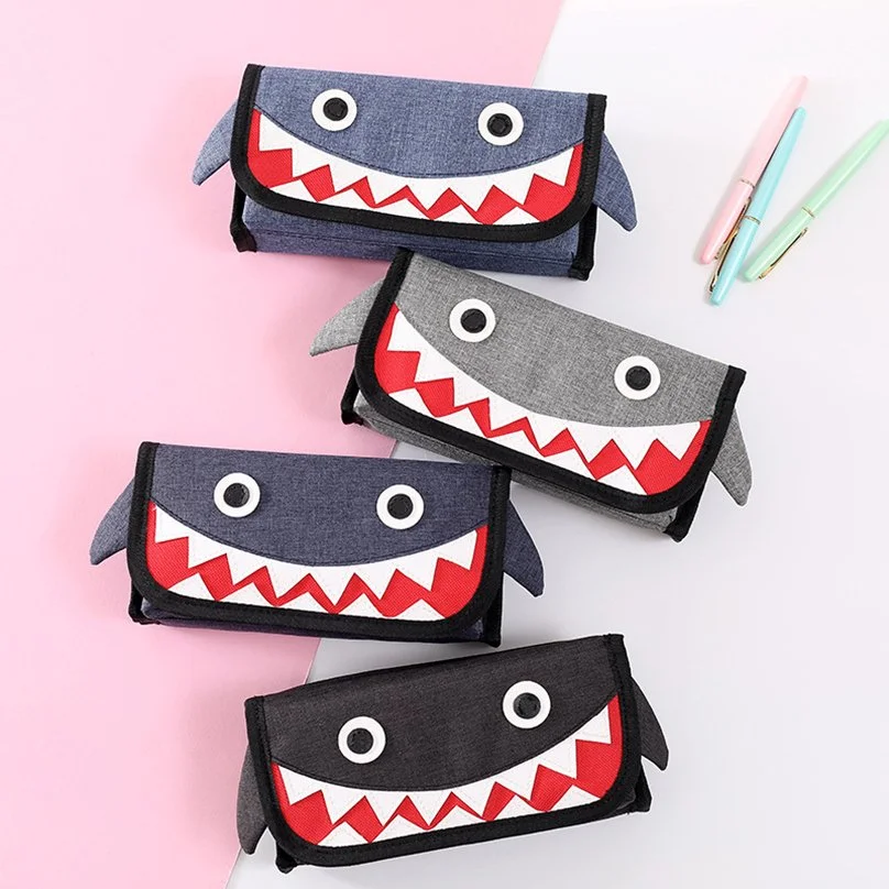 Large Capacity Shark Pencil Case β Cute Oxford Cloth School & Office Stationery Box