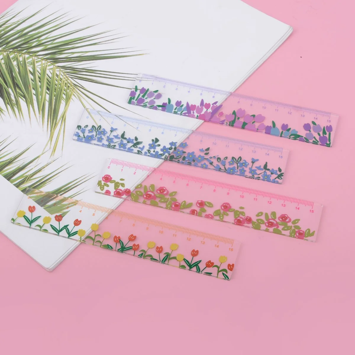 Flower Design Transparent Ruler 6 Inch Kawaii Korean Stationery for School