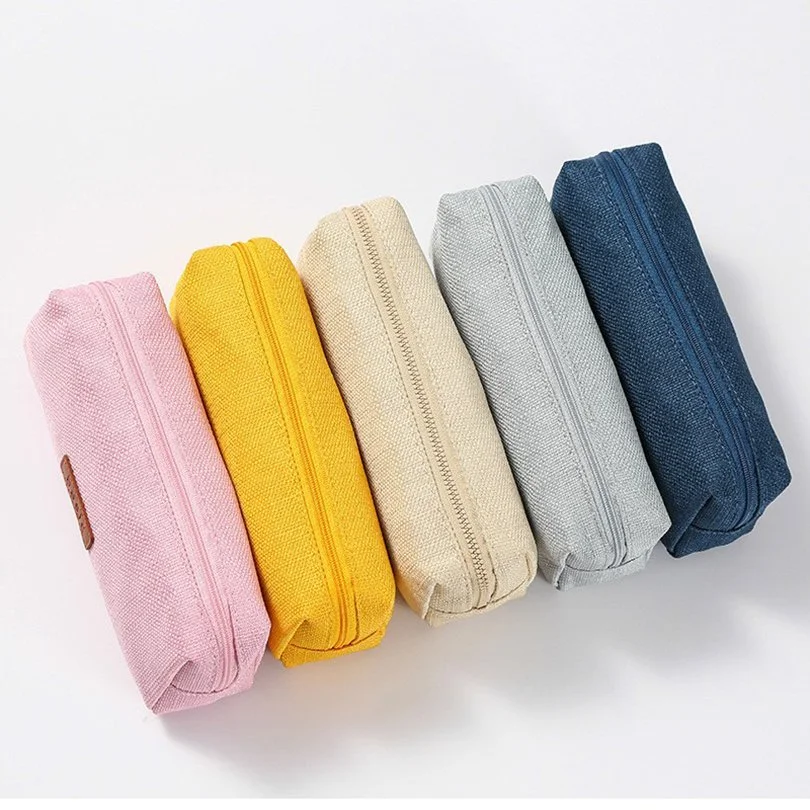 Large Capacity Black Pencil Case – Cotton Linen School & Office Pen Bag