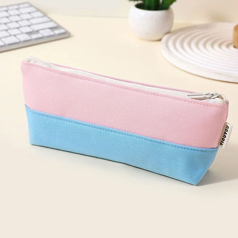 Simple Color Stitch Pencil Case - Cute Back to School Stationery Pouch