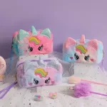 Unicorn Plush Makeup & Travel Toiletry Bag – Cute Cartoon Pencil Case