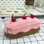 Cute Plush Pencil Case Large Capacity Cherry Cake Pouch for Girls