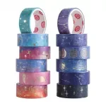 12 Rolls Washi Tape Set - Gold Foil Starry Sky Decorative Masking Tapes