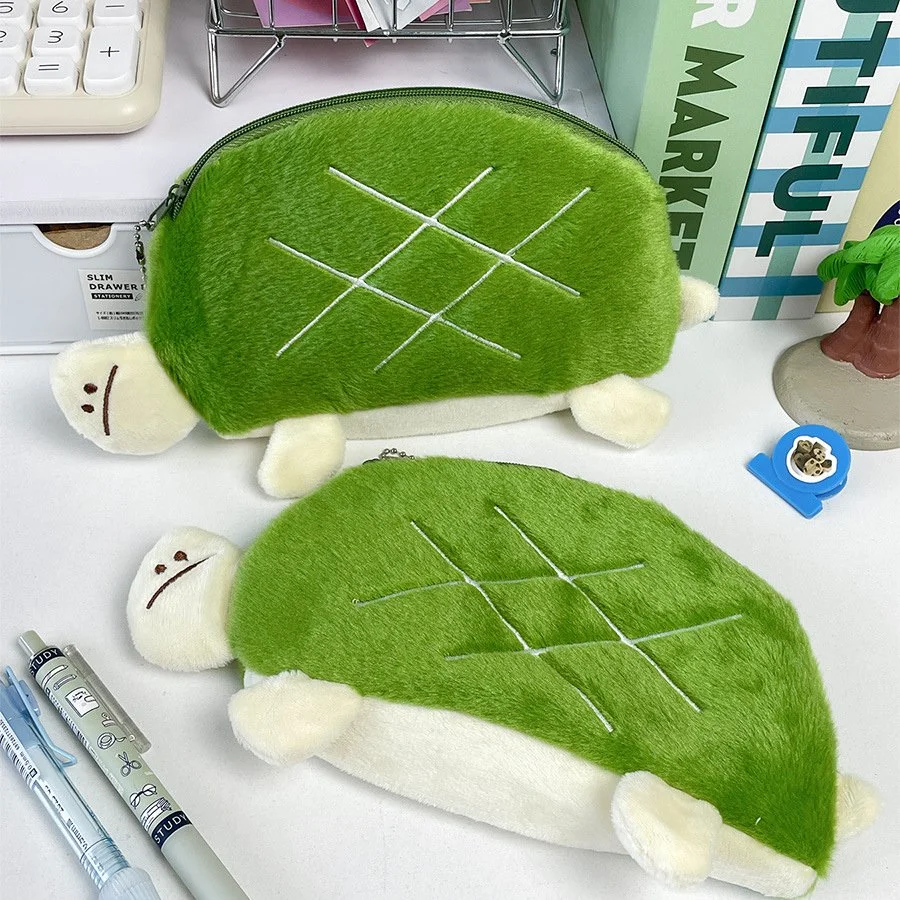 Kawaii Tortoise Pencil Case Set – Cute Fabric Stationery Storage Bags