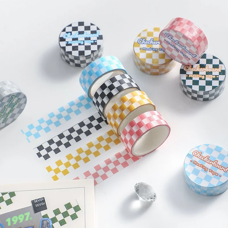 Checkerboard Washi Tape 15mm Decorative Masking Tape for Crafts and Journals