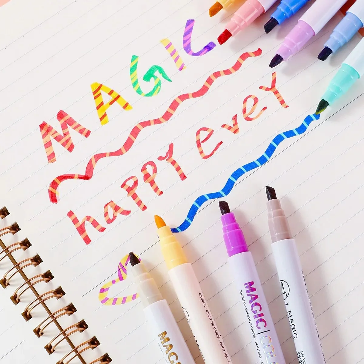 Double-Ended Color Changing Highlighter Pen Set for Creative DIY & School Use