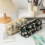 Embroidery Daisy Pencil Case Large Capacity School Supplies Pouch