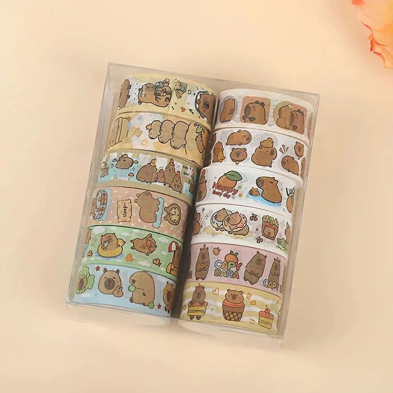 12pcs Capybara Washi Tape Set for Scrapbooking, Journals & DIY Crafts