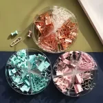 72 Pcs Rose Gold Binder Clips, Paper Clips & Push Pin Set – Cute Office & School Supplies