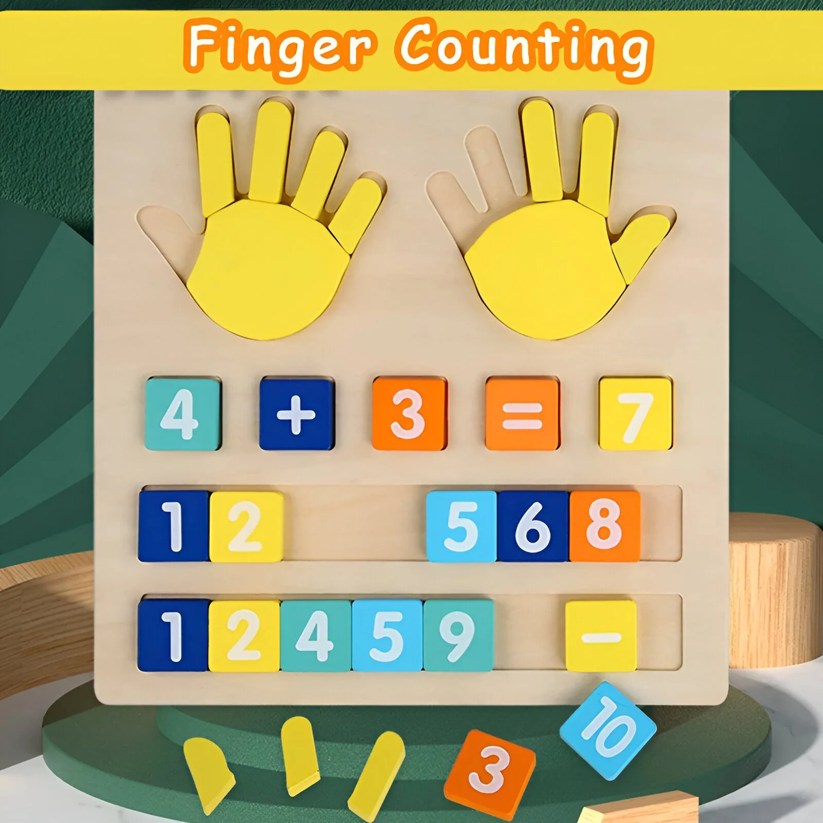 Kids Wooden Montessori Math Finger Counting Board – Early Learning Toy