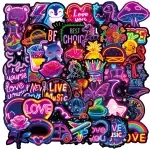 50-Pack Waterproof Neon Glow Sticker Sheets for Luggage, Skateboard & Fridge