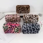Leopard Print Plush Pencil Case - Stylish Organizer for School & Office