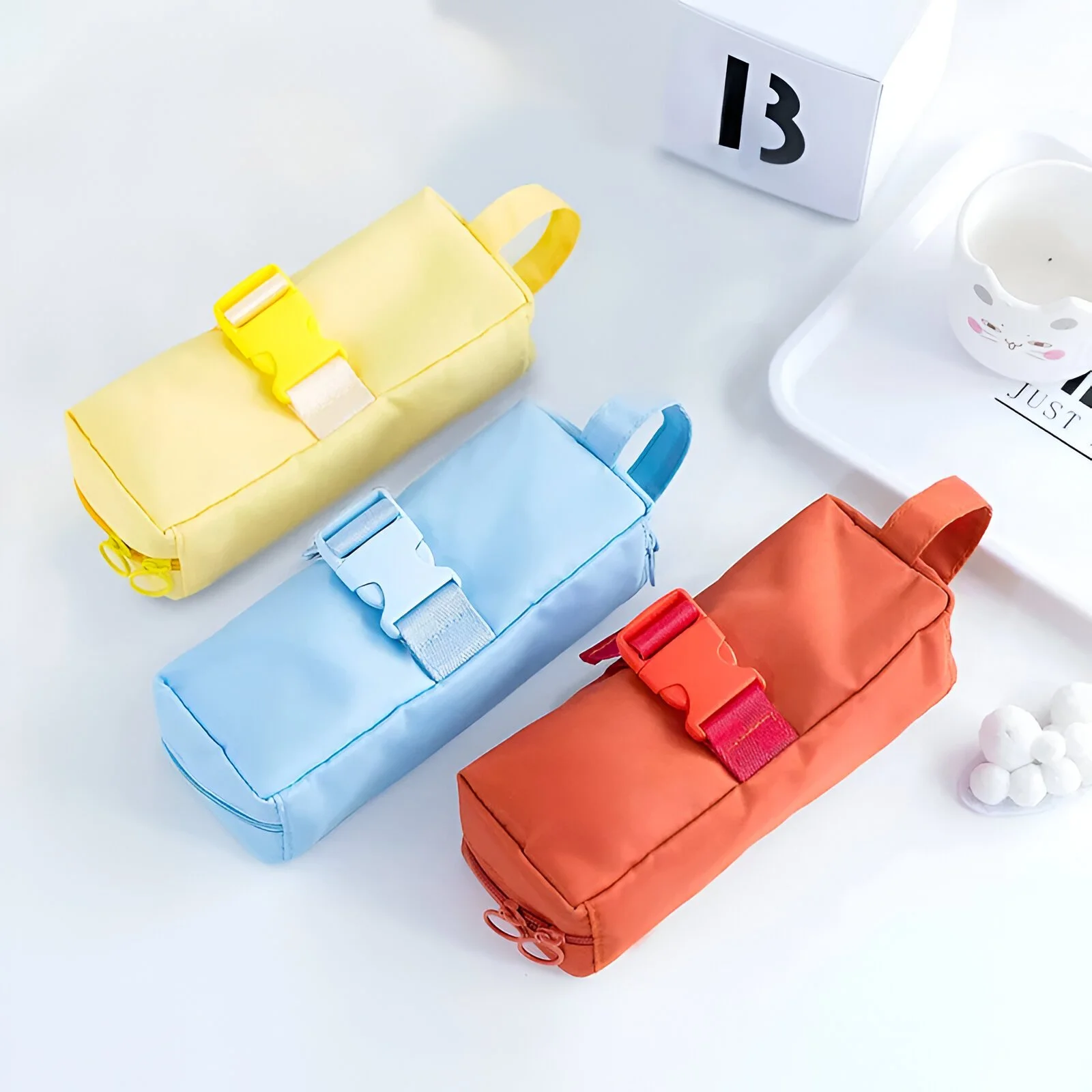 Minimalist Large Capacity Pencil Case - Stylish Snap Closure with Multiple Compartments for School Students