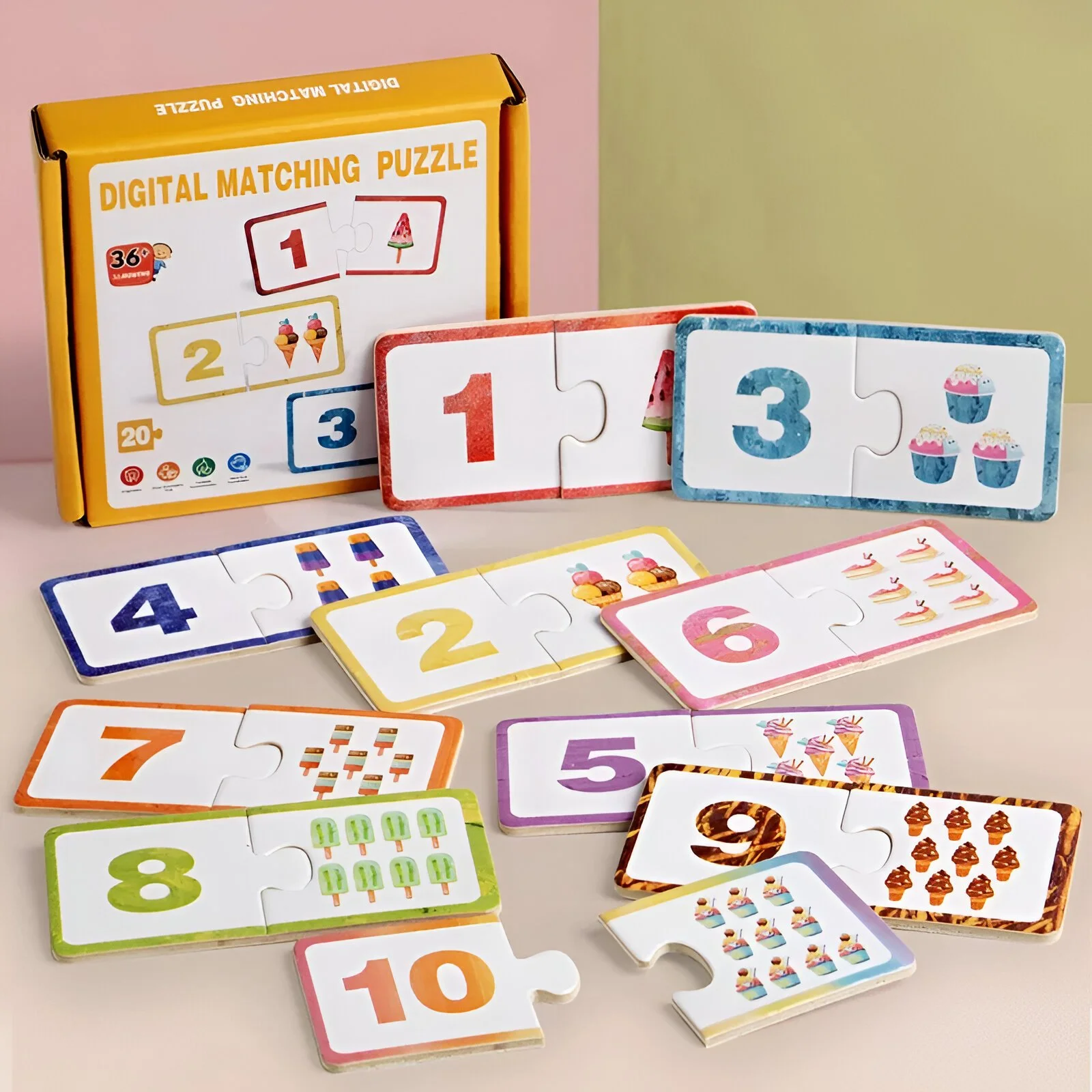 Wooden Montessori Number Matching Puzzle for Early Learning & Play