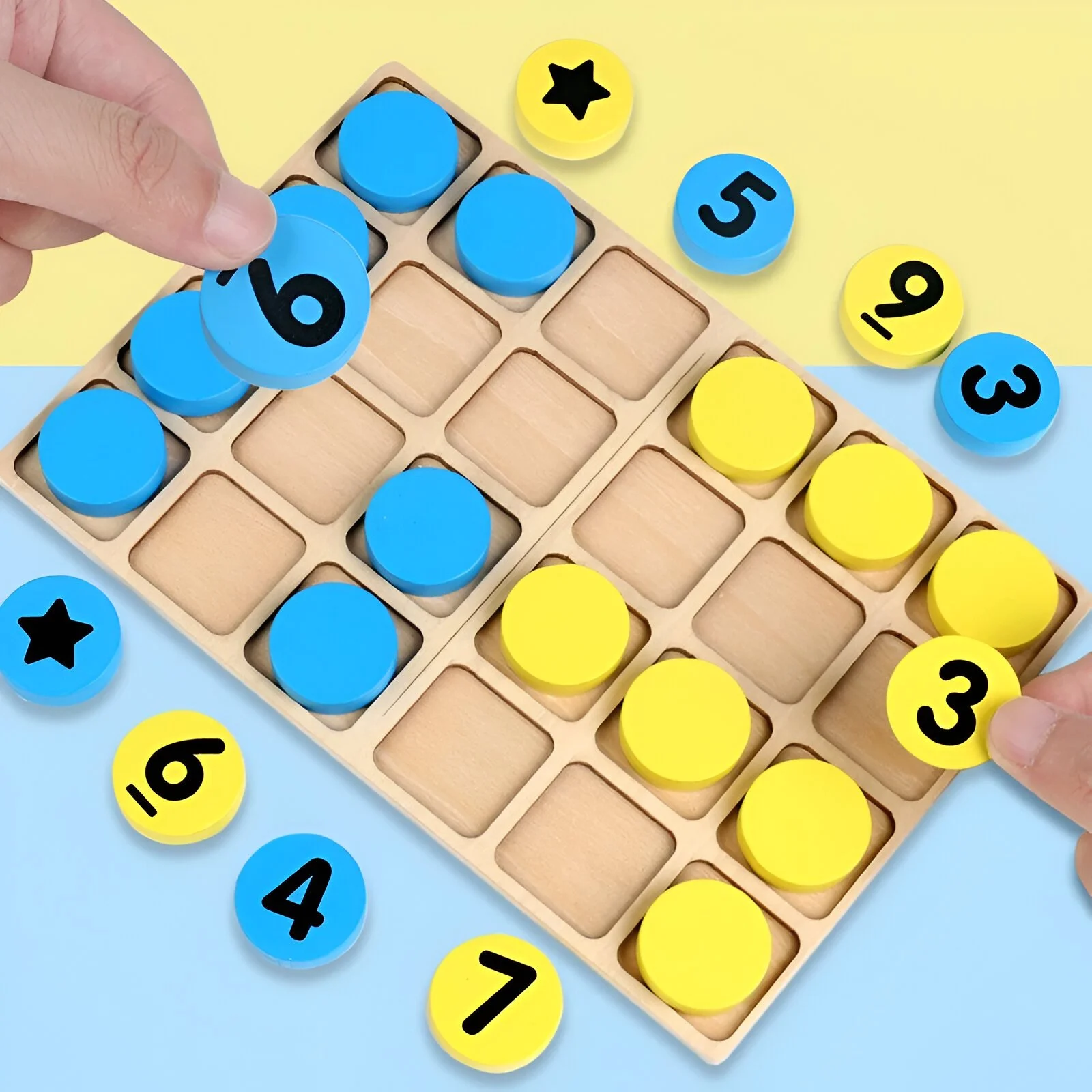 Wooden Preschool Number Sorting & Chess Learning Board Game for Kids
